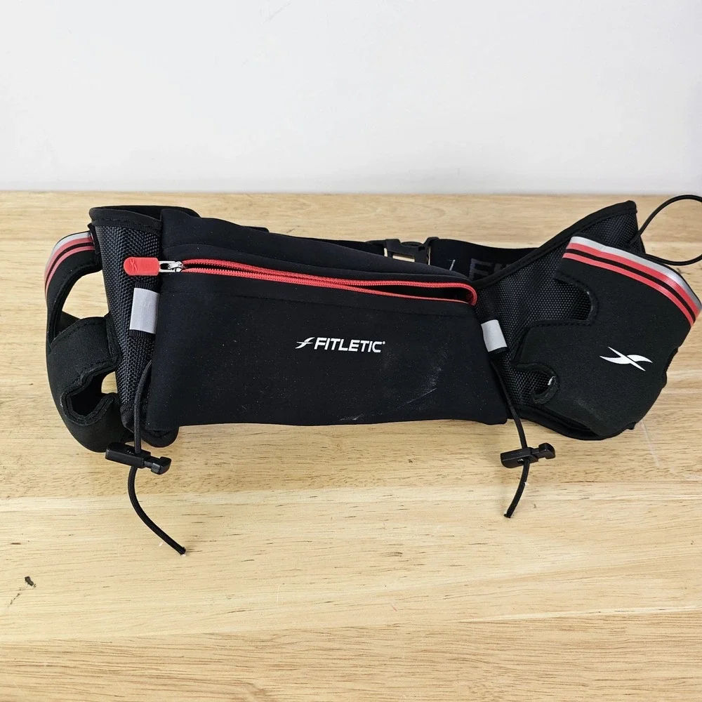 Fitletic Unisex One Size Belt Black Running Hydration‎ No Bottles Exercise Gear